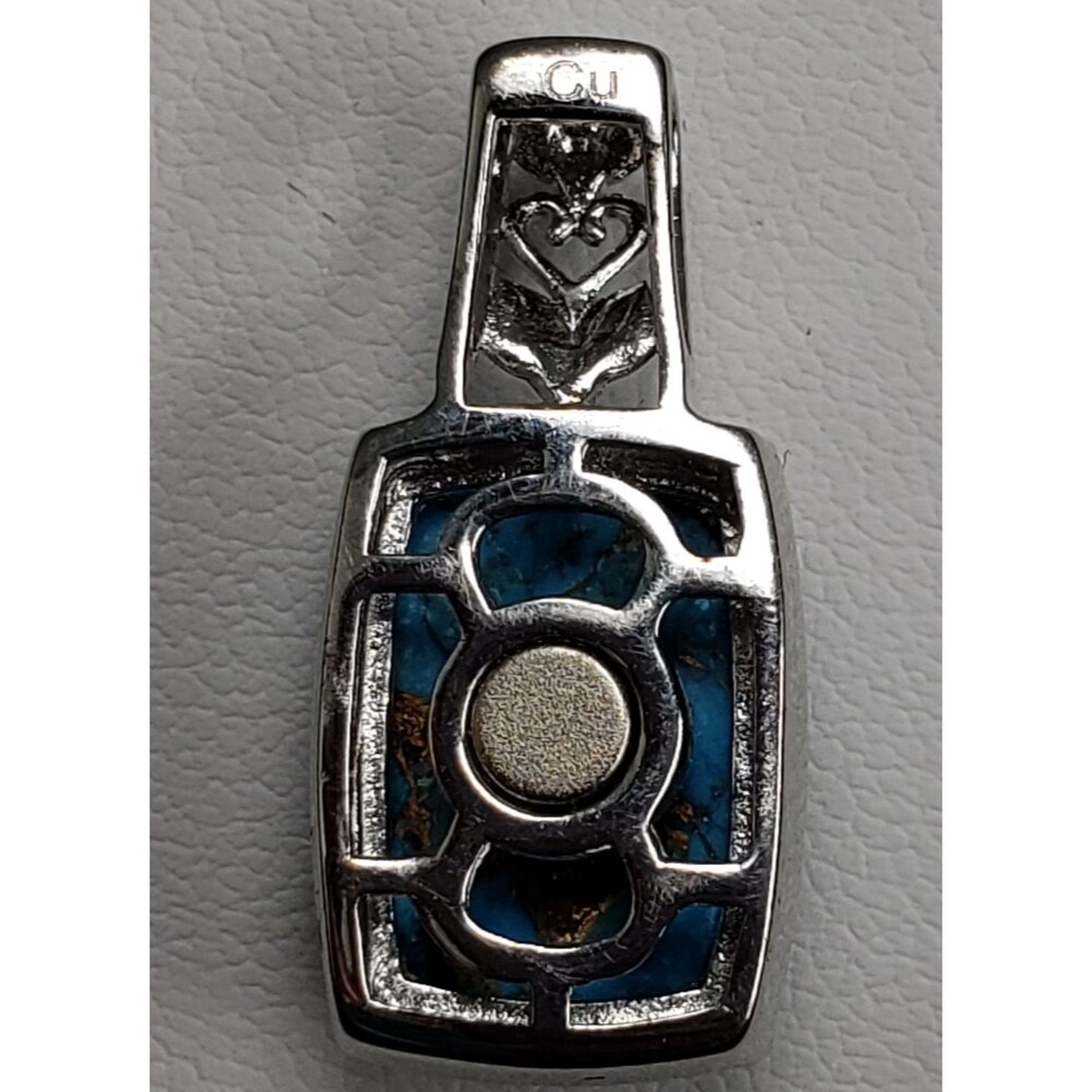 Vintage Signed CU Mojave Blue Turquoise Solitaire 6.25 ctw Pendant - Picture 13 of 15